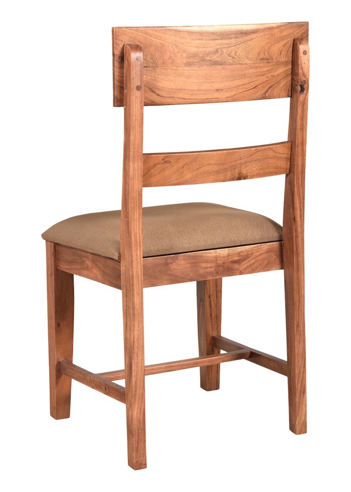 Set of Two Brown Upholstered Fabric Slat Back Dining Side Chairs