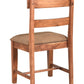 Set of Two Brown Upholstered Fabric Slat Back Dining Side Chairs