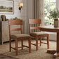 Set of Two Brown Upholstered Fabric Slat Back Dining Side Chairs