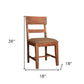 Set of Two Brown Upholstered Fabric Slat Back Dining Side Chairs