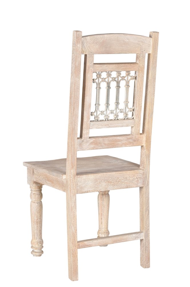 Set of Two White Wood Slat Back Dining Side Chairs