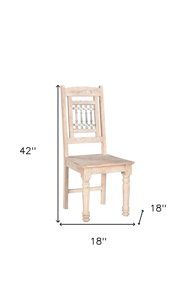 Set of Two White Wood Slat Back Dining Side Chairs