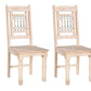 Set of Two White Wood Slat Back Dining Side Chairs