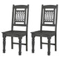Set of Two Black Wood Slat Back Dining Side Chairs