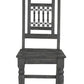 Set of Two Black Wood Slat Back Dining Side Chairs