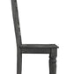 Set of Two Black Wood Slat Back Dining Side Chairs