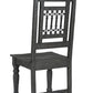 Set of Two Black Wood Slat Back Dining Side Chairs