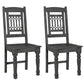 Set of Two Black Wood Slat Back Dining Side Chairs