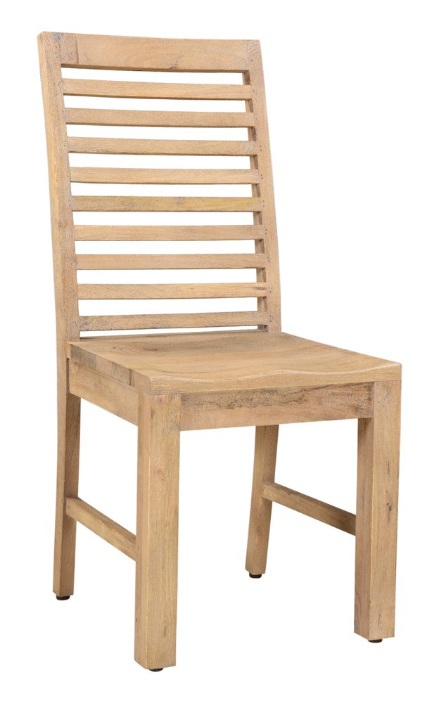 Set of Two Brown Solid Wood Ladder Back Dining Side Chairs