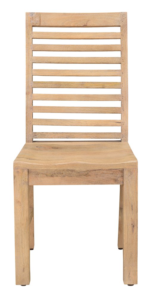 Set of Two Brown Solid Wood Ladder Back Dining Side Chairs