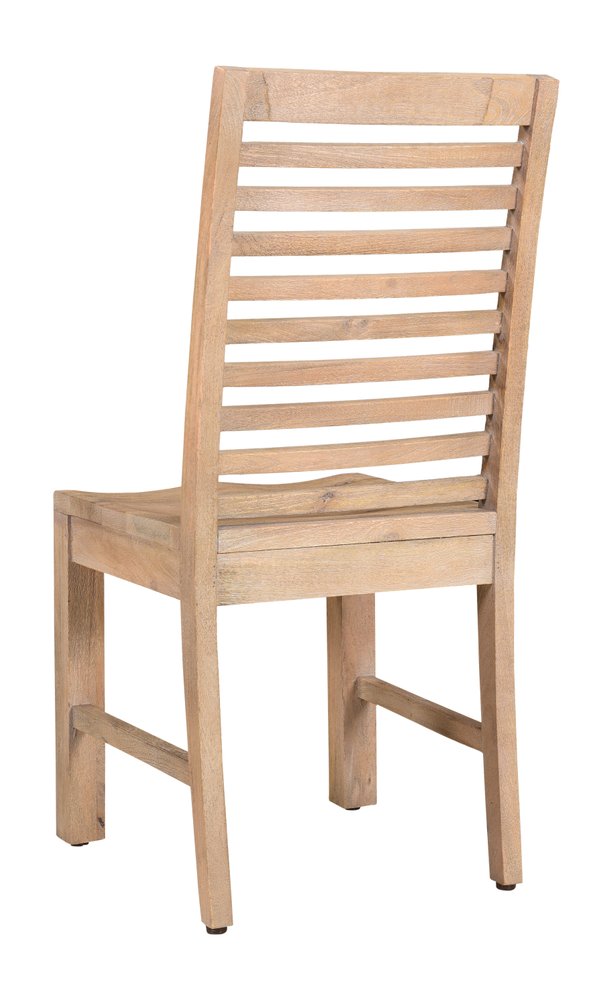 Set of Two Brown Solid Wood Ladder Back Dining Side Chairs