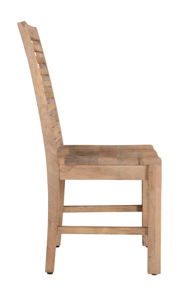 Set of Two Brown Solid Wood Ladder Back Dining Side Chairs