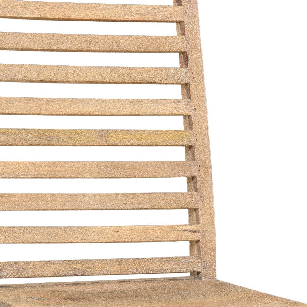 Set of Two Brown Solid Wood Ladder Back Dining Side Chairs