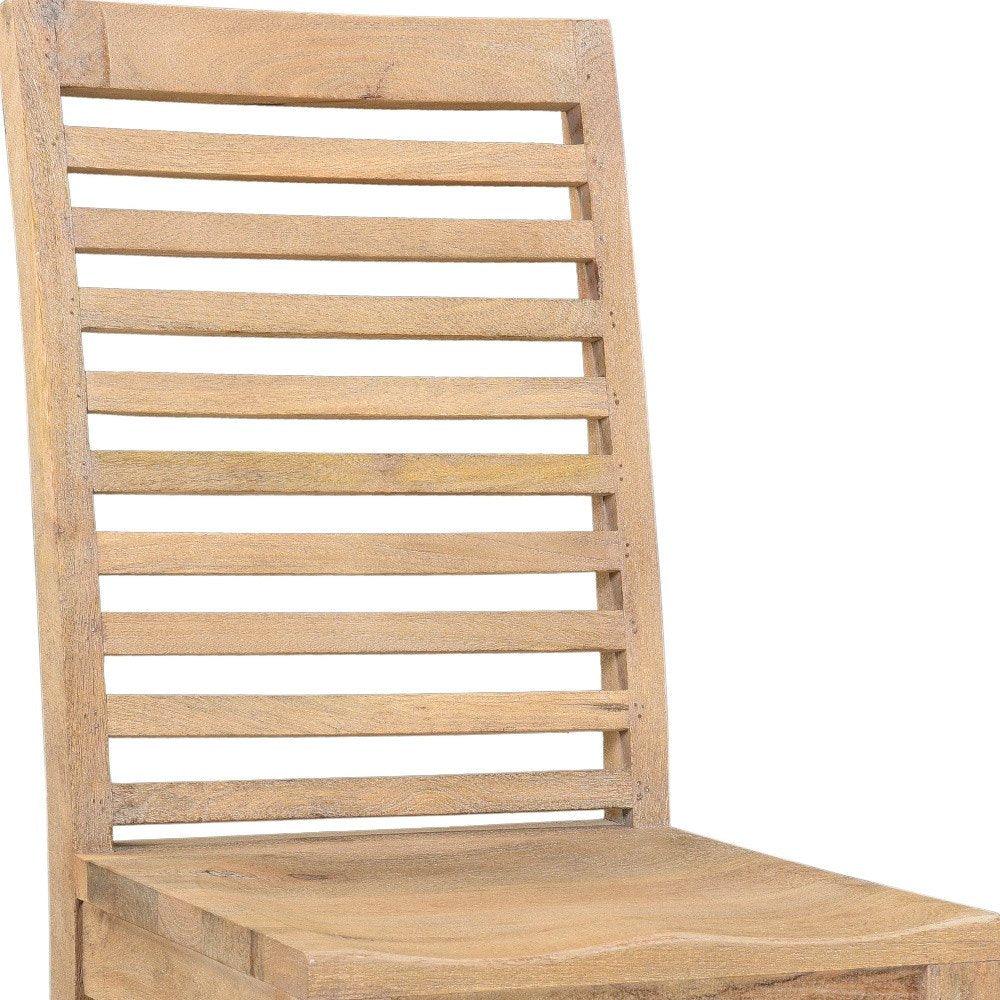 Set of Two Brown Solid Wood Ladder Back Dining Side Chairs