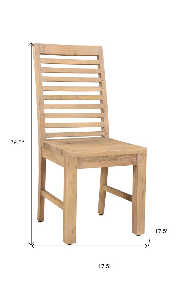 Set of Two Brown Solid Wood Ladder Back Dining Side Chairs