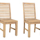 Set of Two Brown Solid Wood Ladder Back Dining Side Chairs