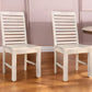 Set of Two White Wood Ladder Back Dining Side Chairs