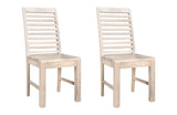 Set of Two White Wood Ladder Back Dining Side Chairs