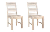 Set of Two White Wood Ladder Back Dining Side Chairs