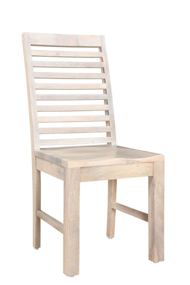 Set of Two White Wood Ladder Back Dining Side Chairs