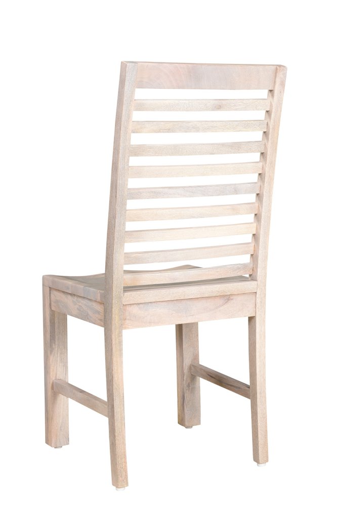 Set of Two White Wood Ladder Back Dining Side Chairs
