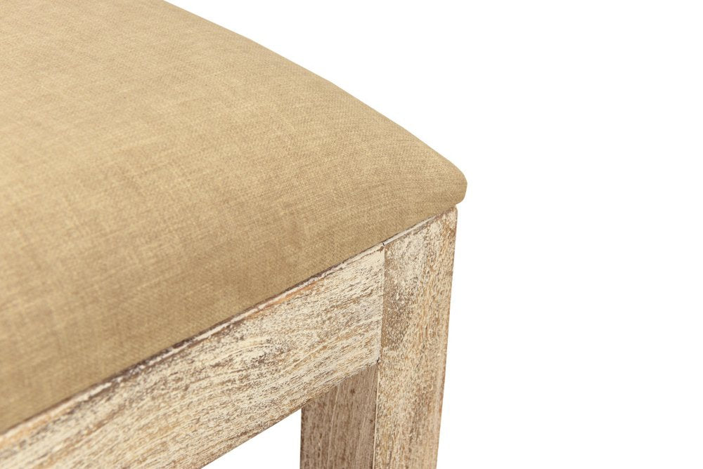 Set of Two Brown And White Upholstered Fabric Carved Back Dining Side Chairs