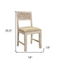 Set of Two Brown And White Upholstered Fabric Carved Back Dining Side Chairs