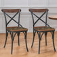 Set of Two Brown And Black Metal And Wood Cross Back Dining Side Chairs