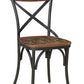 Set of Two Brown And Black Metal And Wood Cross Back Dining Side Chairs