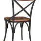 Set of Two Brown And Black Metal And Wood Cross Back Dining Side Chairs