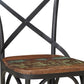 Set of Two Brown And Black Metal And Wood Cross Back Dining Side Chairs