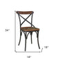Set of Two Brown And Black Metal And Wood Cross Back Dining Side Chairs