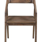 Dark Brown Solid Wood Open Back Dining Arm Chair