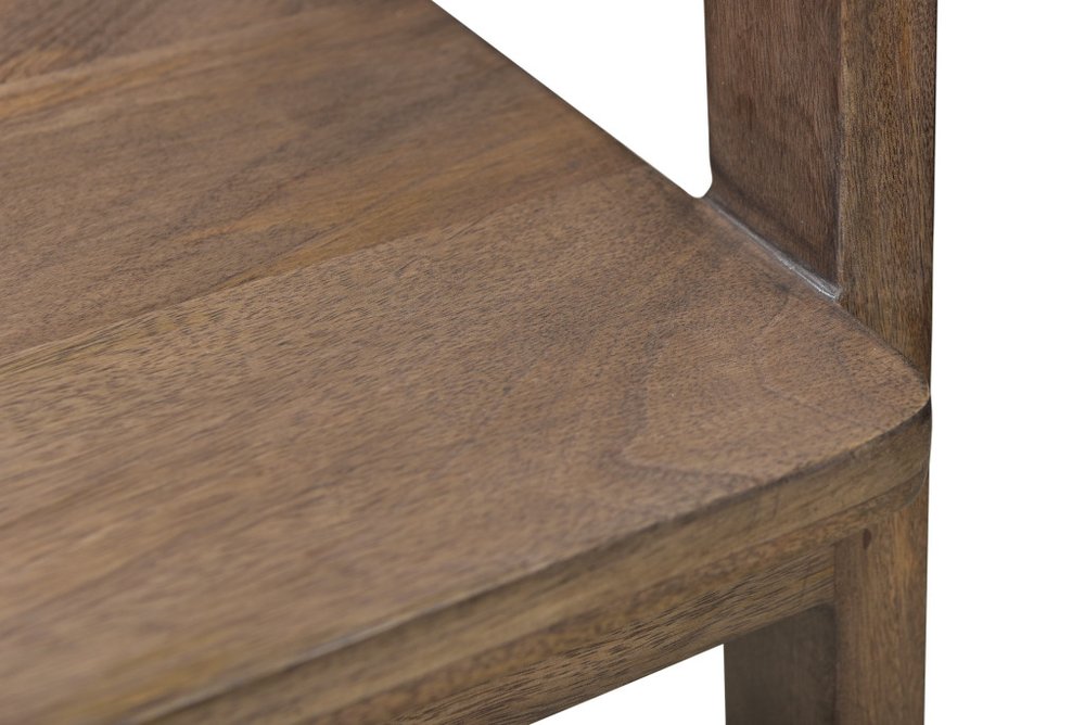 Dark Brown Solid Wood Open Back Dining Arm Chair