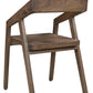 Dark Brown Solid Wood Open Back Dining Arm Chair