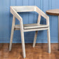 White Solid Wood Open Back Dining Arm Chair