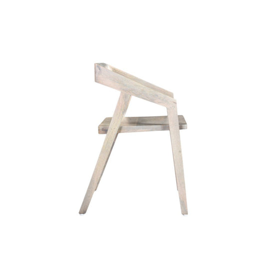 White Solid Wood Open Back Dining Arm Chair