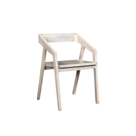 White Solid Wood Open Back Dining Arm Chair