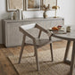 White Solid Wood Open Back Dining Arm Chair