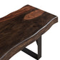 68" Dark Brown and Black Distressed Solid Wood Dining Bench