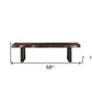 68" Dark Brown and Black Distressed Solid Wood Dining Bench