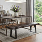 68" Dark Brown and Black Distressed Solid Wood Dining Bench