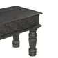 58" Black Floral Distressed Solid Wood Dining Bench