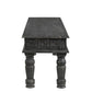 58" Black Floral Distressed Solid Wood Dining Bench