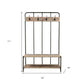 71" Black And Brown Metal And Solid Wood Four Hooks Freestanding Coat Rack