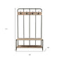 71" Black And Brown Metal And Solid Wood Four Hooks Freestanding Coat Rack