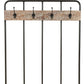 71" Black And Brown Metal And Solid Wood Four Hooks Freestanding Coat Rack