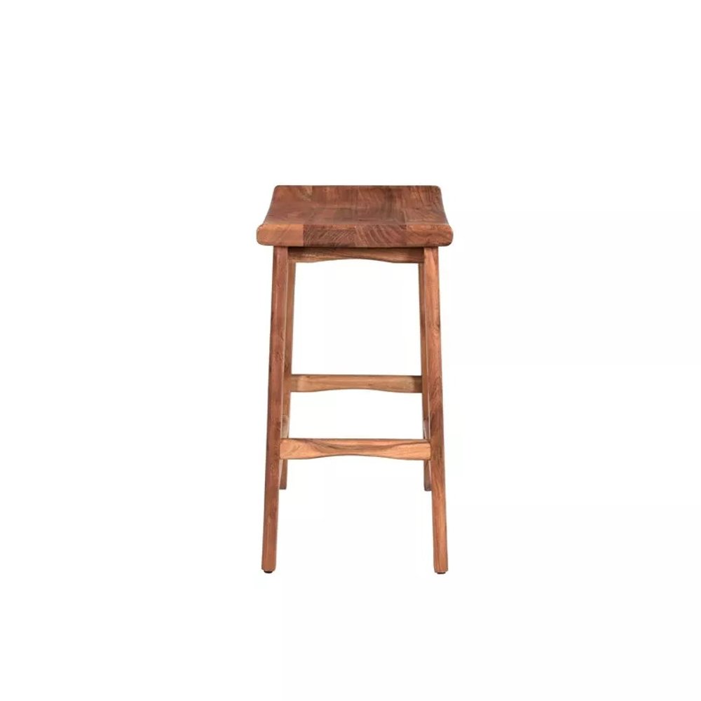 26" Brown Solid Wood Backless Bar Chair