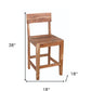 18" Brown Solid Wood Counter Height Bar Chair