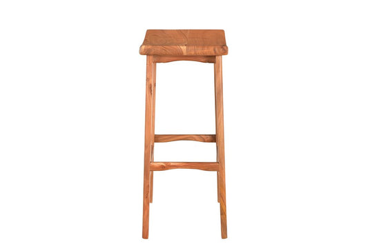32" Brown Solid Wood Backless Counter Height Bar Chair